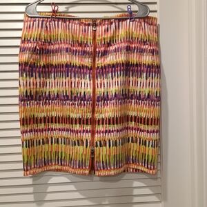 W by Worth Colorful Patterned Double Zipper Women's Skirt Size 12